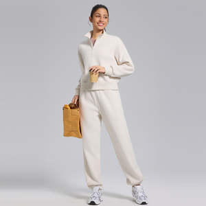 เสื้อพูลโอเวอร์คอตั้งแขนยาวผ้าฟลีซปักลายคุณภาพสูงแบบใหม่สำหรับผู้หญิง สไตล์สปอร์ต ผ้าฝ้าย เหมาะสำหรับฤดูใบไม้ร่วง - Product Image 5