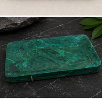 Plateau de rangement rectangulaire moderne en marbre vert marbré, design durable, décoration intérieure, accessoire de table pour salon