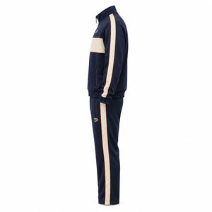 Ensemble de survêtement épais et écologique bleu marine pour homme, avec rayures, manches longues, coupe sportive, coupe régulière, pour l'hiver, 2 en 1 - Product Image 3