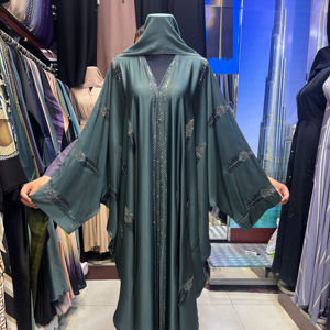 Nouvelle Abaya Kaftan Modeste de Dubaï, Perlée et Pailletée, Traditionnelle Musulmane, Faite à la Main, pour Mariage, en Polyester Respirant, Col en V, Longueur Cheville, ODM - Product Image 1