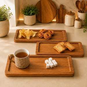 Natural Wooden Decorative Serving Tray Handmade Morden Luxury Dishwasher <b>Safe</b> <b>Large</b> Capacity Coffee Breakfast Tea Food Snack - Product Image 6