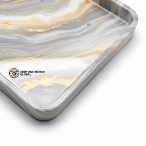 Bandeja de Almacenamiento Cuadrada Moderna de Resina al por Mayor, Plato Decorativo Personalizado con Diseño de Mármol Gris, Artesanía de Resina Premium para Empresas - Product Image 6
