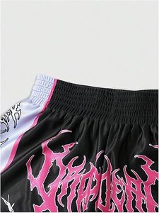 Shorts de Muay Thai Negros, Rosas y Blancos con Estampado por Sublimación, Secado Rápido, Ropa de Artes Marciales Mixtas, Unisex, Adulto, Corte Regular - Product Image 4