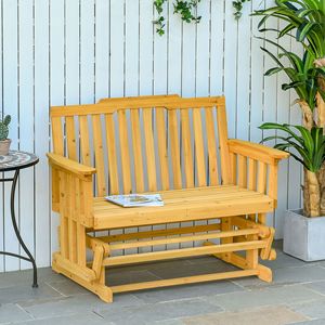 Dondolo da Giardino a 2 Posti con Design ad Asciugatura Rapida e Braccioli Allargati, Sedia a Dondolo in Legno per Giardino e Cortile - Product Image 2