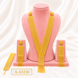 High Quality Gold Plated Bridal Set – <b>Statement</b> Layered <b>Necklace</b> Jewelry for Women A-63212 - Product Image 5