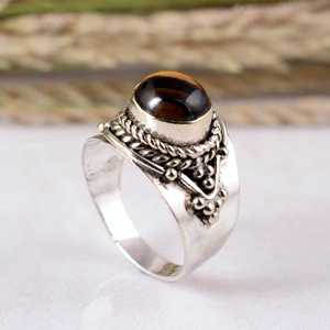 SHYAM JEWELRY Handmade 925 Sterling Silver Natural Brown <b>Tiger</b> <b>Eye</b> Oxidized Texture Triple Boho Design Unisex Wedding Party <b>Ring</b> - Product Image 4