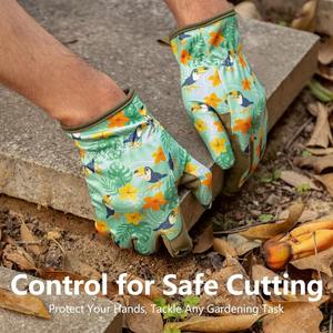 Gants d'hiver imperméables en cuir avec poignets tricotés, légers, confortables, durables, respirants, pour travaux dans l'eau et la boue, unisexe, motif floral - Product Image 2