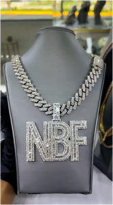 Custom 925 Sterling <b>Silver</b> Hip Hop Iced Out VVS Moissanite Name <b>Pendant</b> for Men - Product Image 2