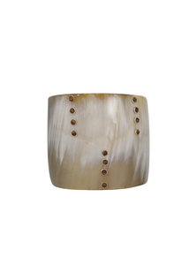 Bracelet manchette rond moderne en corne naturelle écologique fait main avec incrustation de pierres précieuses colorées, bijoux en corne de buffle pour femme - Product Image 5