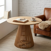 Table basse en teck massif de qualité supérieure, base à lattes, artisanale, écologique, durable, meubles modernes pour salon, Tya
