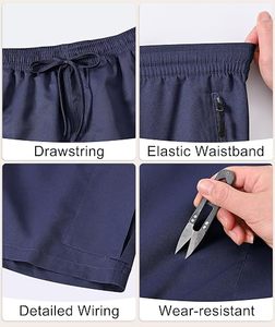 Shorts décontractés pour hommes en polyester tissé extensible, taille mi-haute, avec logo frontal et braguette boutonnée, anti-humidité, pour l'été - Product Image 3