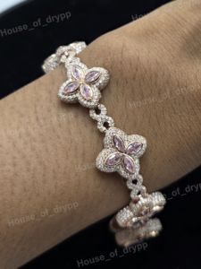 Pulsera de Plata de Ley 925 con Dije de Flor de Moissanita, Eslabones Infinitos de Lujo, Chapado en Rodio, Unisex, Regalo de Boda, Joyería Fina - Product Image 6