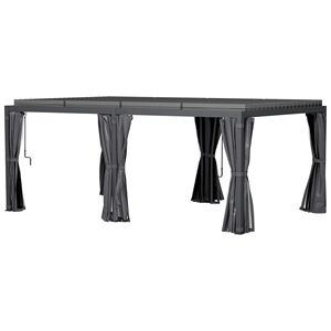 Pergola Regolabile in Alluminio 3,6m x 5,8m Grigio Scuro da Esterno con Lamelle, Tende e Zanzariera - Product Image 1