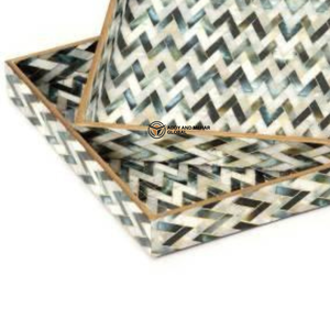 ชุดถาดเสิร์ฟตกแต่ง MDF 3 ชิ้น เคลือบเงาอย่างดี ลายพิมพ์ดอกไม้และนก ถาดไม้หรูหราสำหรับวางบนออตโตมัน - Product Image 3