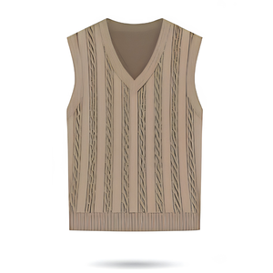 Winter <b>Sweater</b> Vest <b>Knit</b> Striped Wool Viscose Mens Womens Plus Size V Neck Crew Neck Butterfly Sleeve - Product Image 1