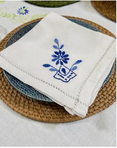 OEM Manufacturer Personalized Monogram Embroidered Silk Wedding Napkins Made in India Bulk Supply - Product Image 5