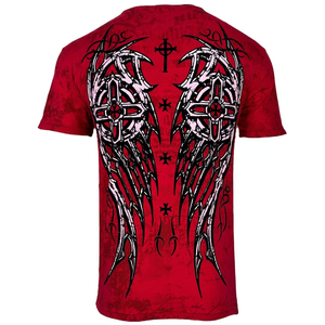 Men's Gothic <b>Red</b> Solid T-<b>Shirt</b> Short Sleeve O-Neck Regular Fit 100% Polyester Anti-Pilling Breathable Quick Dry ELEGANT - Product Image 1