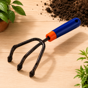Cultivateur manuel robuste pour jardin avec trois pointes solides pour ameublir la terre, désherber, planter et cultiver - Product Image 1