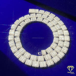 Collier chaîne tennis de luxe serti de pierres rectangulaires étincelantes, bijoux hip-hop haut de gamme pour hommes et femmes - Product Image 3