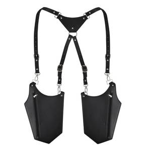 Sac à bandoulière tactique FAZMAX en cuir véritable noir, unisexe, avec doublure en cuir véritable, fermeture éclair, sangle détachable - Product Image 1