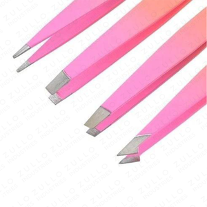 4PCS Stainless Steel Eyebrow Tweezers Set Pink Orange Gradient Slant Tip Precision Beauty Grooming <b>Tools</b> OEM - Product Image 2