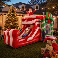 Structure gonflable commerciale de Noël avec toboggan aquatique, thème Père Noël, pour événements et entreprises de location