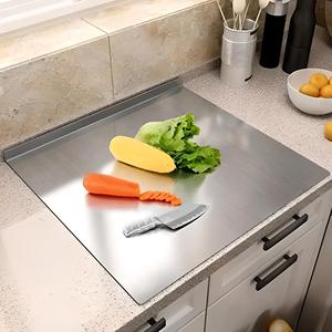 Planche à découper durable en acier inoxydable avec poignée intégrée, surface de coupe antirouille pour la préparation des aliments en cuisine, utilisation domestique - Product Image 1