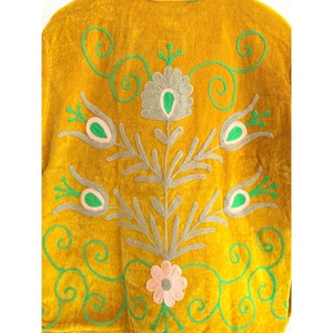 SHYAM EXPORT Hand Embroidered 100% Cotton Canvas Varsity <b>Jacket</b> Women's <b>Mandarin</b> <b>Collar</b> Floral Pattern Short Winter Full Sleeve - Product Image 5