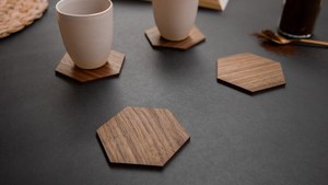 Wood Hexagon Coaster Set Modern Non-Slip Table <b>Mats</b> for Coffee Cups Home <b>Kitchen</b> Dining Decor Customizable wooden coaster - Product Image 3