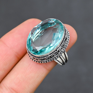 Magnifique bague tendance en topaze bleue, en argent sterling 925 massif, bijoux faits à la main, vente en gros directe usine - Product Image 2