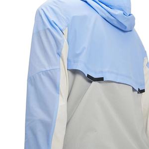 Women's <b>Light</b> Blue Hooded Windbreaker Jacket Full Sleeve Lightweight Stand Collar Detachable Collar Zipper Closure Sporty Style - Product Image 4
