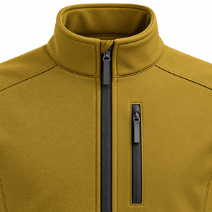 Veste en polaire jaune moutarde pour homme, col montant, fermeture éclair, motif uni, coupe classique - Product Image 3