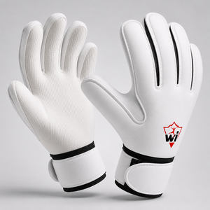 Private Label White Goalkeeper Gloves Breathable Non Slip Full Finger Soccer Match Training Gloves With Wide Wrist <b>Strap</b> - Product Image 5
