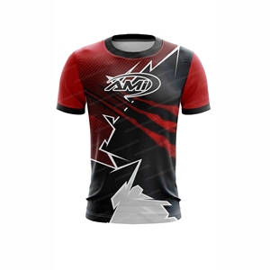 Camiseta Casual de Manga Corta para Hombre ARBAZ MAQSOOD INDS, Roja y Negra con Estampado Geométrico, Transpirable, de Secado Rápido, Cuello Redondo, Corte Regular, 100% Algodón - Product Image 1