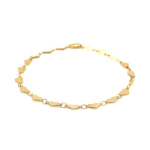 Bracciale a catena con maglie a cuore a specchio in oro giallo 14k da 7 pollici, gioielli alla moda - Product Image 2