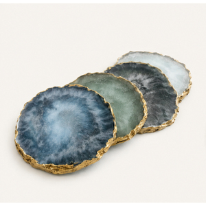Wholesale <b>Gold</b> Rimmed Agate <b>Coasters</b> Set Luxury Geode Drink <b>Coasters</b> for Table Decor Bulk Elegant Natural Stone Cup Mat Custom - Product Image 1