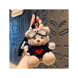Cute Plush Animal Keychains Cartoon Bear Frog <b>Panda</b> Duck Rabbit Soft <b>Toy</b> Pendant 3D Shape Decorated With Bowties - Product Image 6