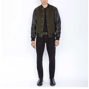 Chaqueta Bomber Varsity Personalizada OEM de Alta Calidad, Casual, Transpirable, para Hombre, Talla Grande, con Bordado y Ribete de Piel de Oveja - Product Image 4