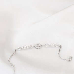 Elegant Silver Moissanite <b>Bracelet</b> Dainty <b>Infinity</b> Link Tennis Style Sparkling Bridal Party Gift Fine Jewellery For Women - Product Image 1