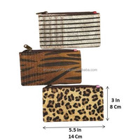 Porte-cartes en cuir recyclé coloré imprimé animal avec porte-monnaie Blocage RFID Porte-cartes de crédit Slim Smart Wallet pour femmes