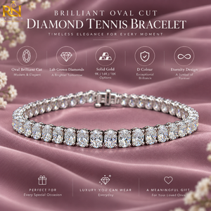 Bracelet tennis en diamant de laboratoire brillant taille ovale couleur DEF, maillons éternité à quatre griffes |   Or massif de luxe 9K/14K/18K - Product Image 5