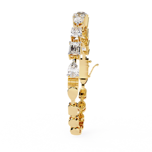 Classic <b>Solid</b> Yellow <b>Gold</b> Plated Hiphop Style Tennis Bracelet Multi Cuts Moissanite Stones Channel Set Unique Bengal Bracelet - Product Image 2