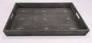 ราคาโรงงานสีดำ0.55X0.55X0.065โบราณสะดวก Shagreen ออตโตมันถาดสี่เหลี่ยม - Product Image 4