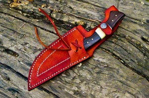 Custom OEM/ODM Handmade Industrial Grade Bowie <b>Knife</b> in Damascus Steel Wood+<b>Bone</b> <b>Handle</b> Leather Sheath 15in - Product Image 5