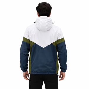 Men Waterproof Hooded Windbreaker Jacket – Lightweight Color Block Outdoor Hiking Running Windproof Rain Jacket Custom Logo OEM - Product Image 4