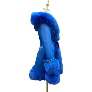 Abrigo Largo de Invierno para Mujer, Elegante, de Cuero Genuino, Forrado de Piel, con Cinturón, Proveedor Mayorista OEM Personalizado - Product Image 3