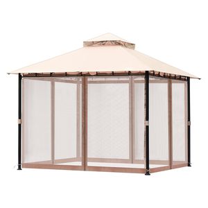 Gazebo da Giardino 3x3 Metri con Telaio in Metallo, Zanzariera e Tettoia in Poliestere Rivestito in PU per 6-8 Persone - Product Image 1