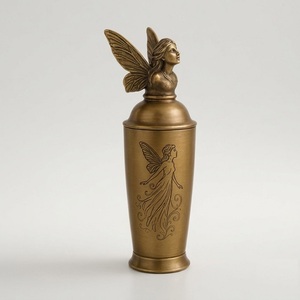 Vintage Brass Finish Fairy <b>Engraving</b> Durable Stainless Steel Metal Cocktail Shaker with Bar <b>Tool</b> for Cocktail Making - Product Image 5