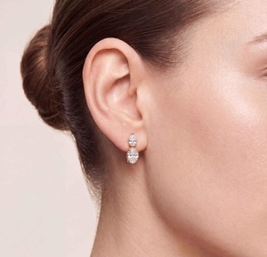 Boucles d'oreilles pendantes en or rose 9 carats avec diamants de laboratoire taille radiante et taille ronde, 2,60 CTW - Product Image 5