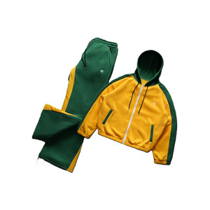 เสื้อฮู้ดซิปเต็มตัวแบบคัลเลอร์บล็อกสำหรับผู้ชาย ผู้ผลิต OEM คุณภาพสูง ชุดจ็อกเกอร์ ผลิตจำนวนมาก ชุดกีฬา ODM ผ้าเนื้อนุ่ม - Product Image 2